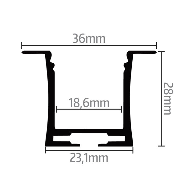Perfil Aluminio Empotrar Modelo 6 - Imagen 2